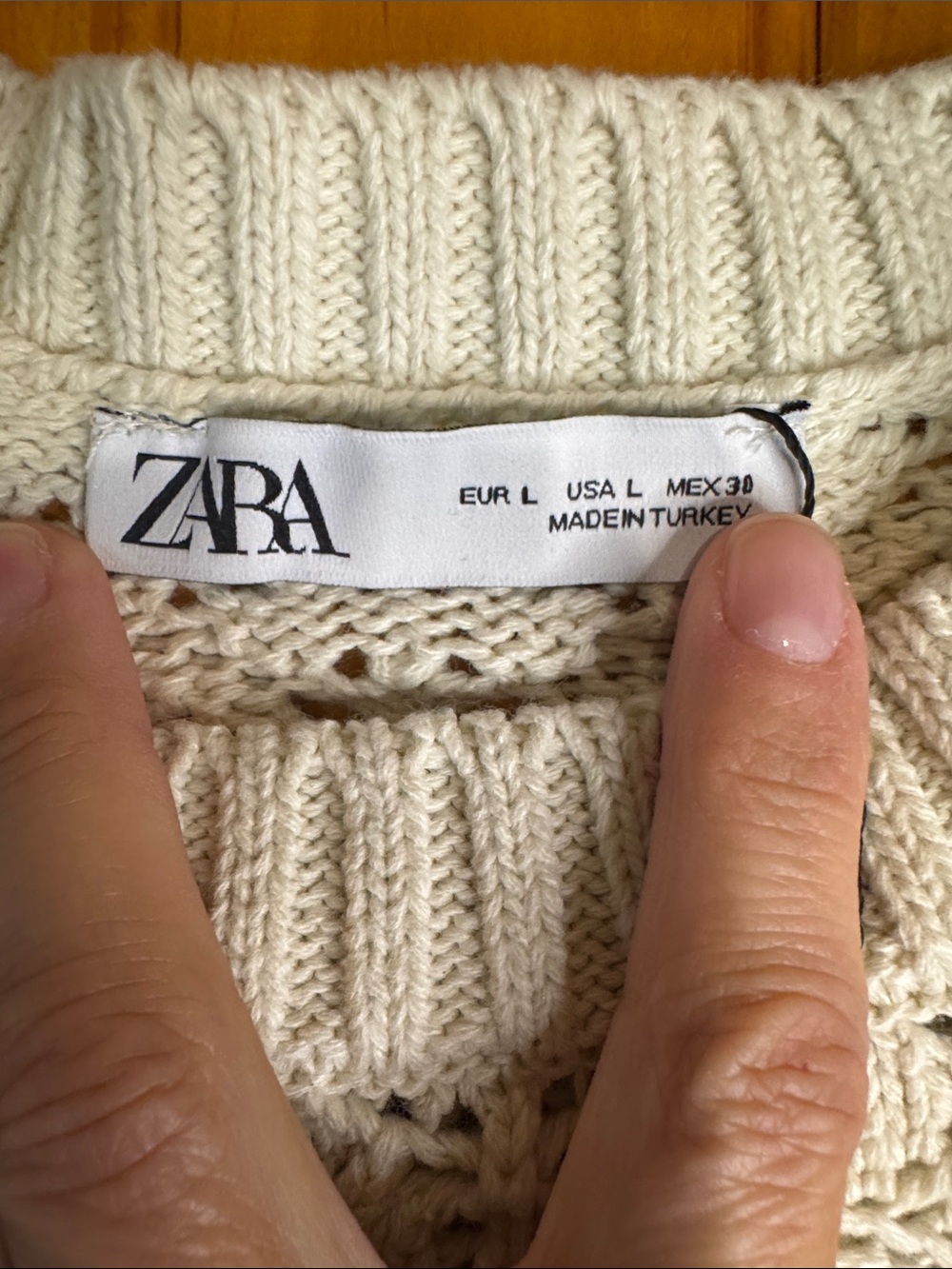 Zara Ivory Openwork Knit Sweater with Lace Hem Trim - Picture 2 of 11
